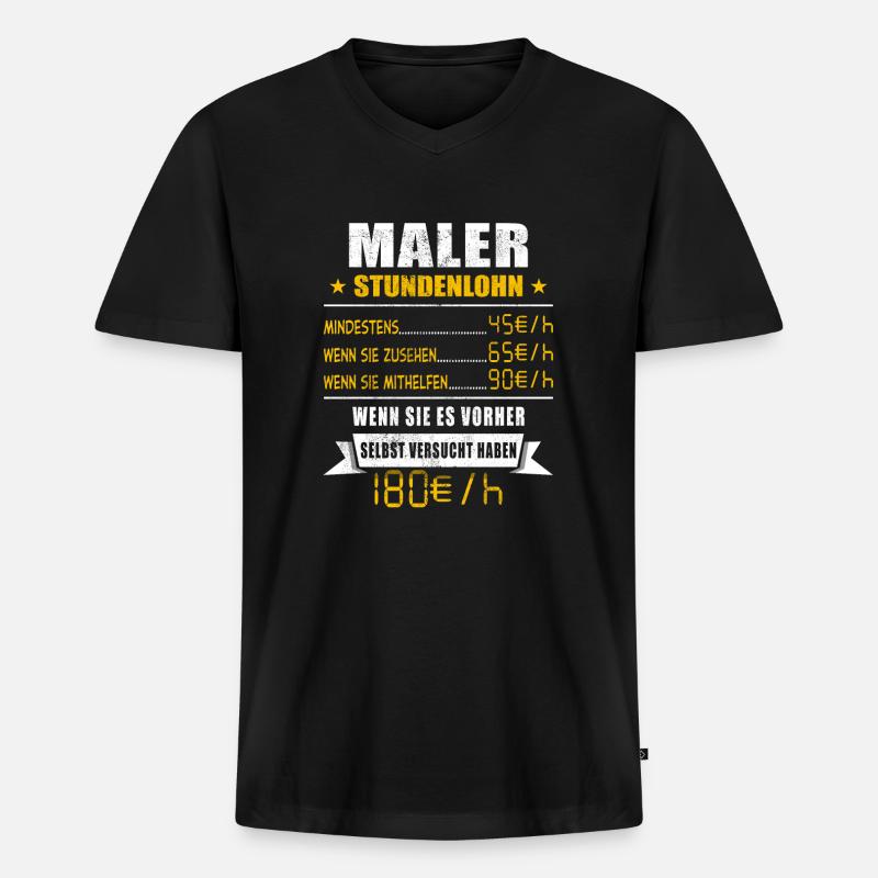 Maler - Männer Premium Bio T-Shirt mit V-Ausschnitt - Schwarz