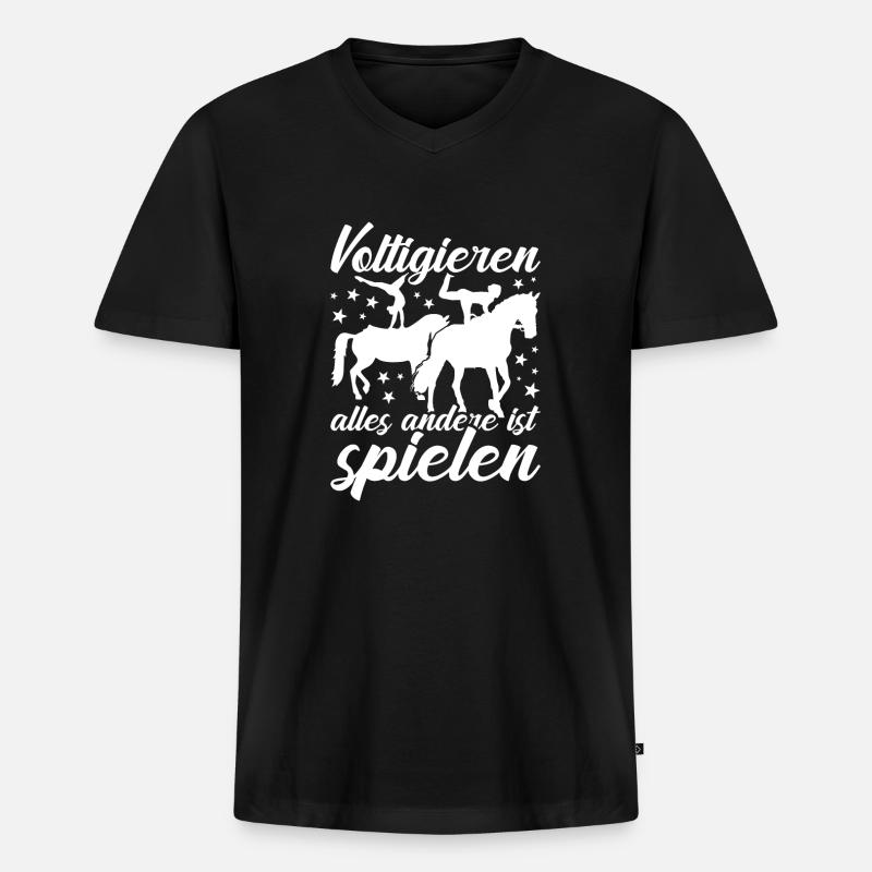 Voltigieren - Männer Premium Bio T-Shirt mit V-Ausschnitt - Schwarz