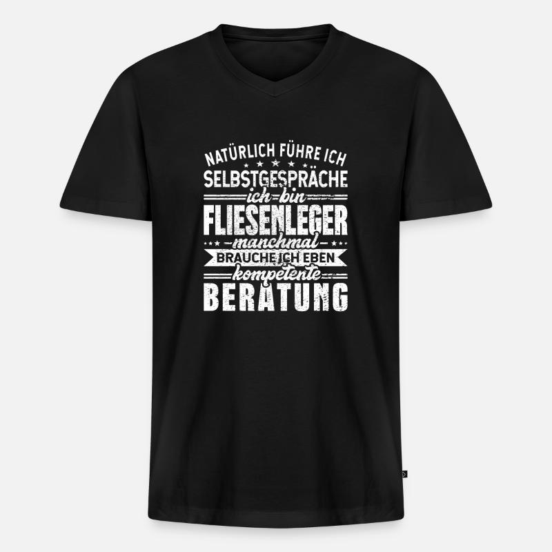Fliesenleger - Männer Premium Bio T-Shirt mit V-Ausschnitt - Schwarz