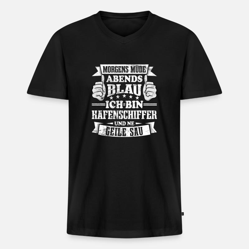 Hafenschiffer - Männer Premium Bio T-Shirt mit V-Ausschnitt - Schwarz