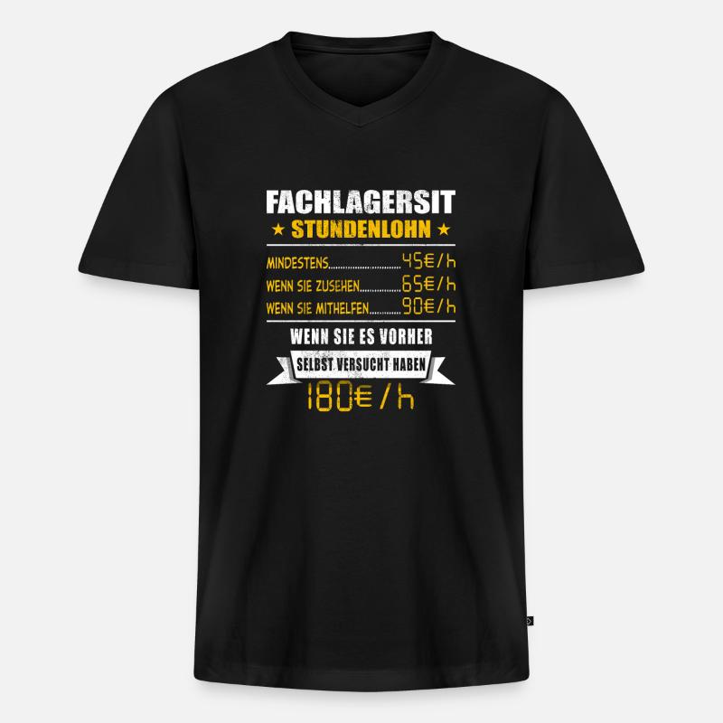 Fachlagerist - Männer Premium Bio T-Shirt mit V-Ausschnitt - Schwarz