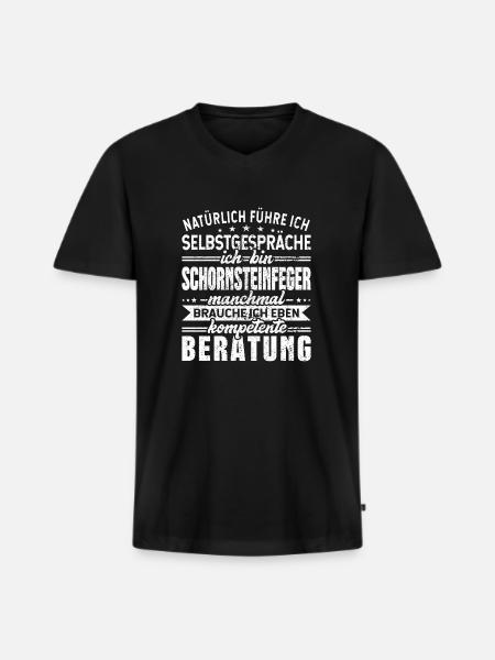 Schornsteinfeger Selbstgespräche Kaminkehrer - Männer Premium Bio T-Shirt mit V-Ausschnitt - Schwarz