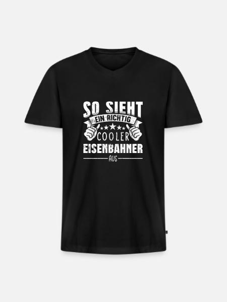 Eisenbahner - Männer Premium Bio T-Shirt mit V-Ausschnitt - Schwarz