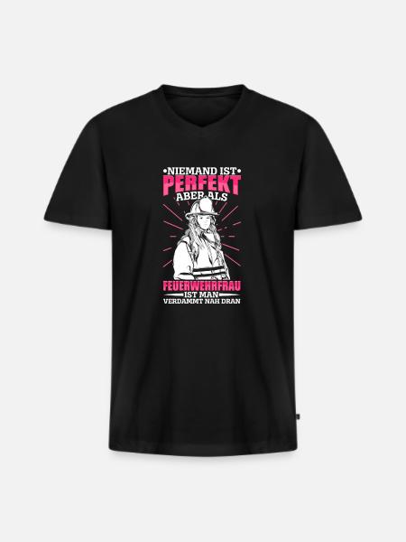 Feuerwehr - Männer Premium Bio T-Shirt mit V-Ausschnitt - Schwarz