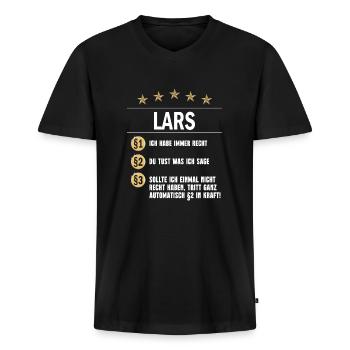 Lars Habe immer Recht Namenstag - Männer Premium Bio T-Shirt mit V-Ausschnitt - Schwarz - Vorne - Nico (187cm)