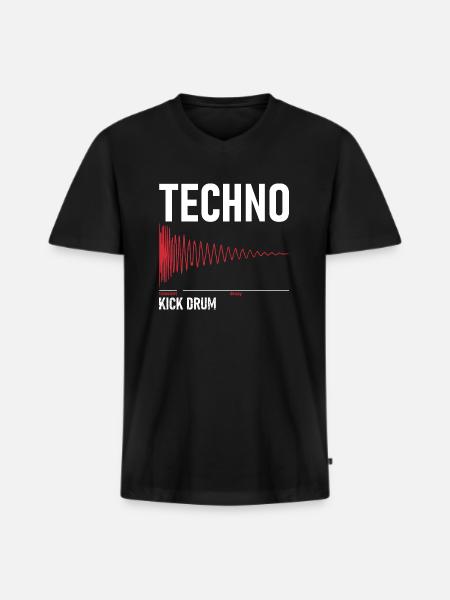 Techno - Kick Drum - Männer Premium Bio T-Shirt mit V-Ausschnitt - Schwarz