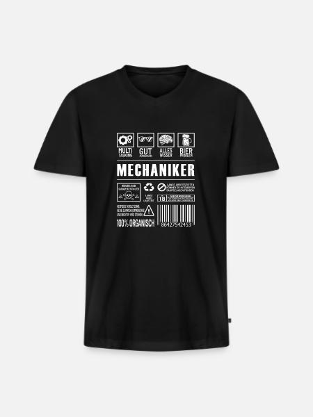 Mechaniker - Männer Premium Bio T-Shirt mit V-Ausschnitt - Schwarz