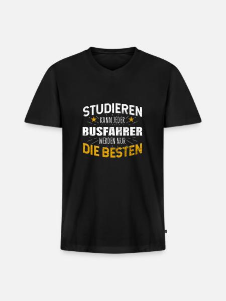 Busfahrer Bus - Männer Premium Bio T-Shirt mit V-Ausschnitt - Schwarz