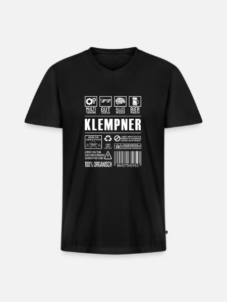 Klempner - Männer Premium Bio T-Shirt mit V-Ausschnitt - Schwarz
