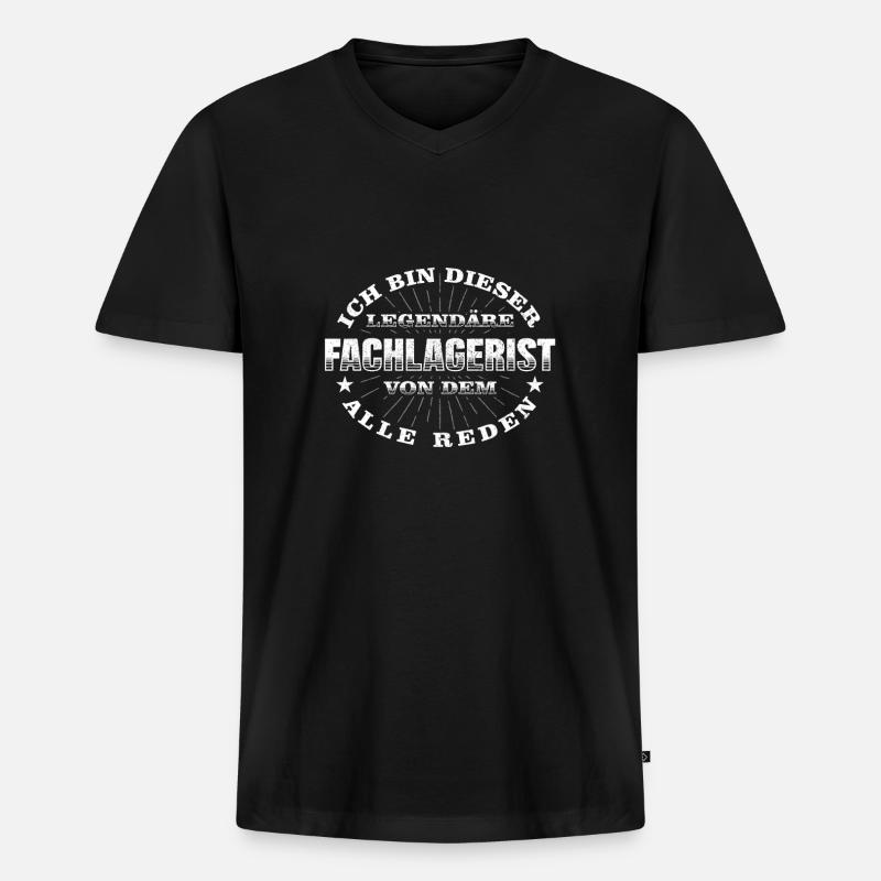 Fachlagerist - Männer Premium Bio T-Shirt mit V-Ausschnitt - Schwarz