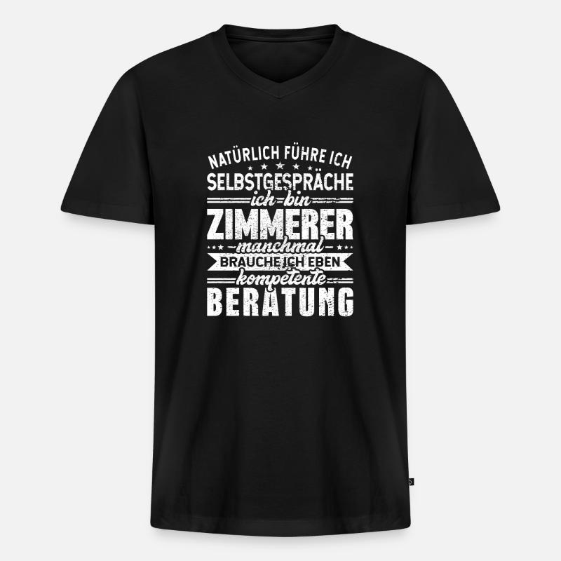 Zimmerer - Männer Premium Bio T-Shirt mit V-Ausschnitt - Schwarz