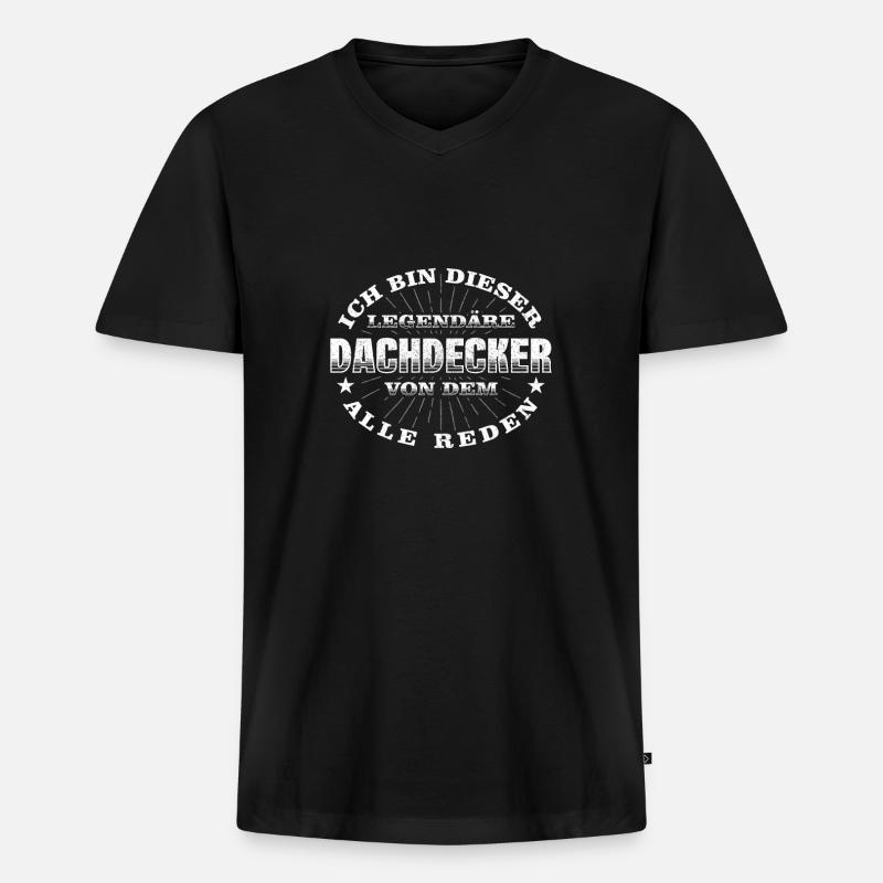 Dachdecker Legendärer Handwerker - Männer Premium Bio T-Shirt mit V-Ausschnitt - Schwarz