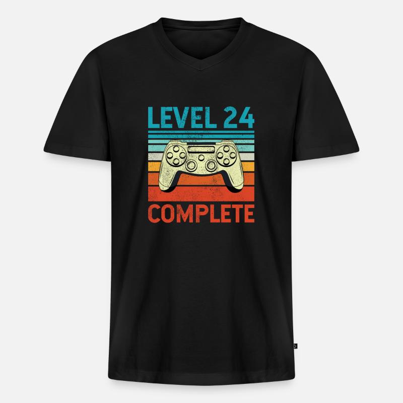 Level 24 Complete - Männer Premium Bio T-Shirt mit V-Ausschnitt - Schwarz