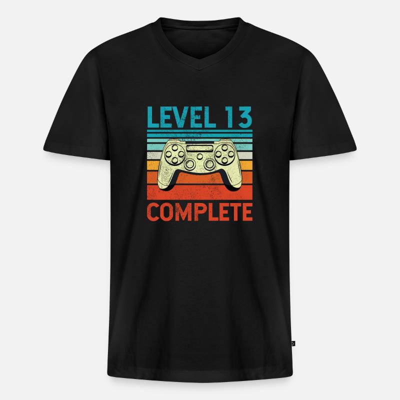 Level 13 Complete - Männer Premium Bio T-Shirt mit V-Ausschnitt - Schwarz