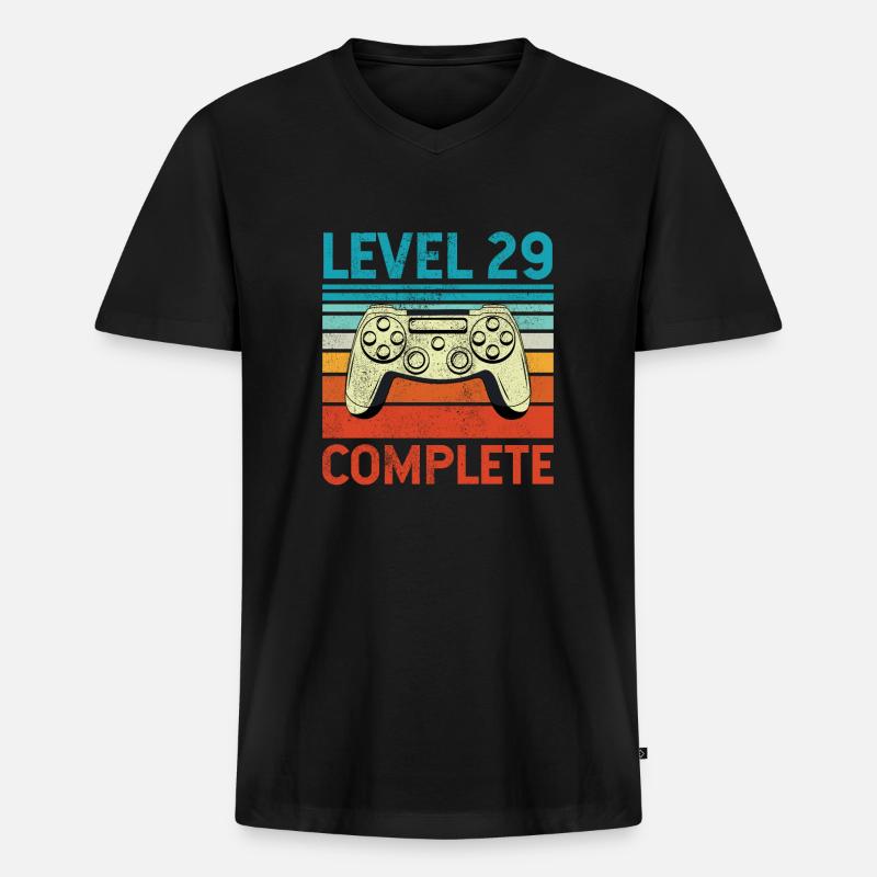 Level 29 Complete - Männer Premium Bio T-Shirt mit V-Ausschnitt - Schwarz