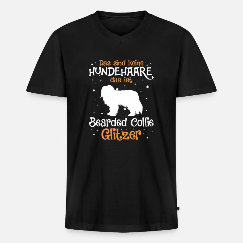 Bearded Collie Geschenk Hunde - Männer Premium Bio T-Shirt mit V-Ausschnitt - Schwarz