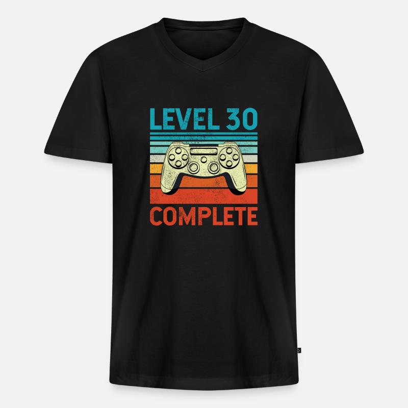 Level 30 Complete - Männer Premium Bio T-Shirt mit V-Ausschnitt - Schwarz