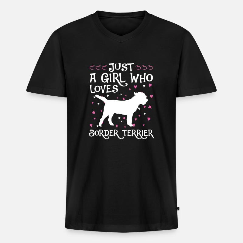 Border Terrier Geschenk Hunde - Männer Premium Bio T-Shirt mit V-Ausschnitt - Schwarz
