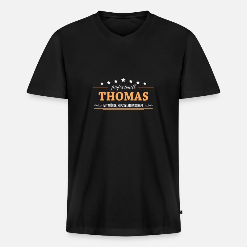 Professionell Thomas Name Vorname - Männer Premium Bio T-Shirt mit V-Ausschnitt - Schwarz