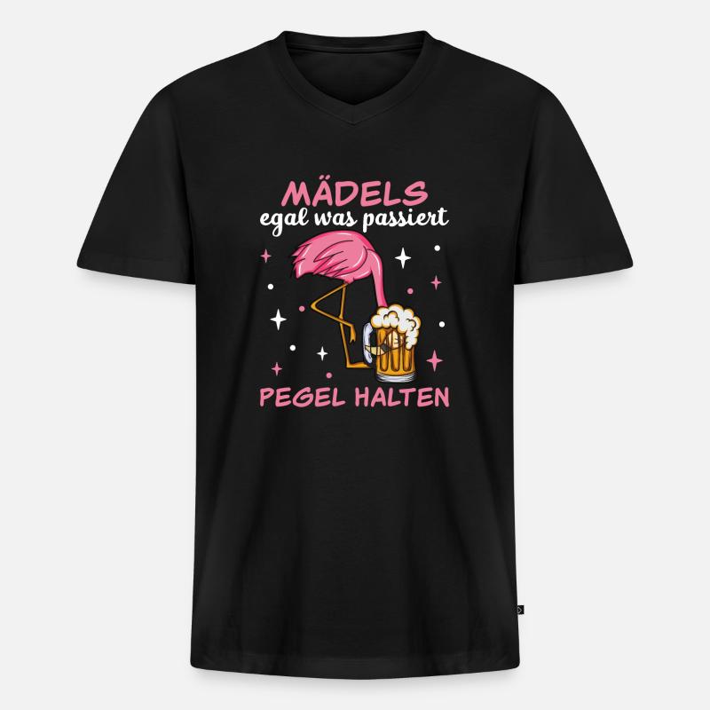 Flamingo JGA - Männer Premium Bio T-Shirt mit V-Ausschnitt - Schwarz