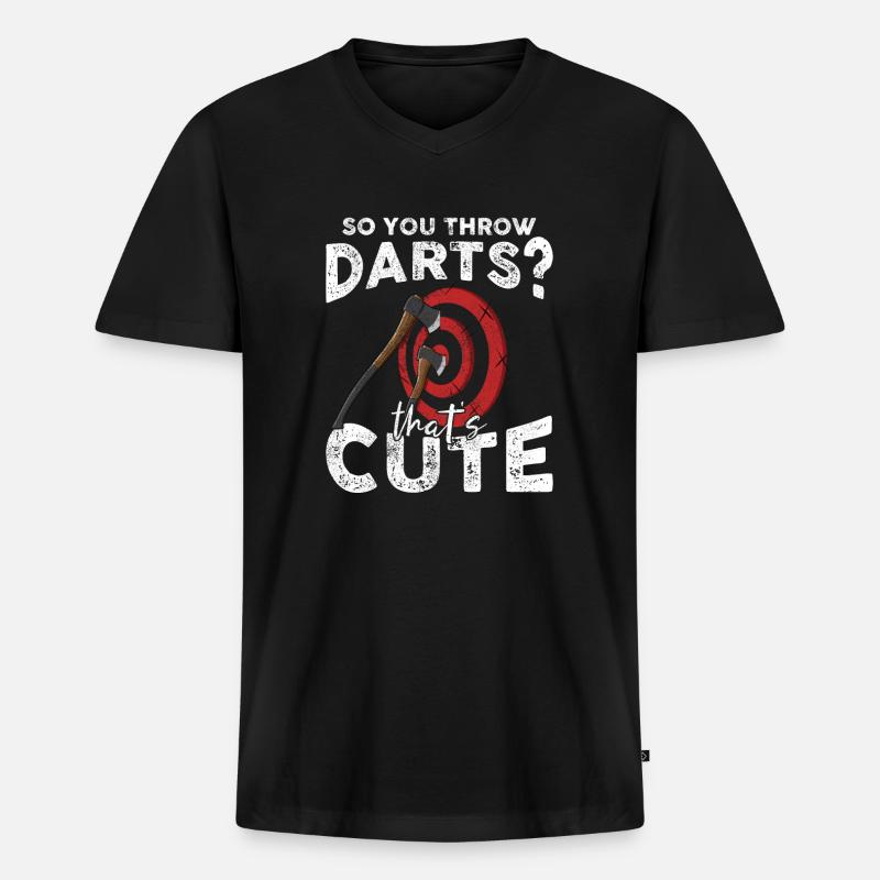 Axt Werfen - Männer Premium Bio T-Shirt mit V-Ausschnitt - Schwarz