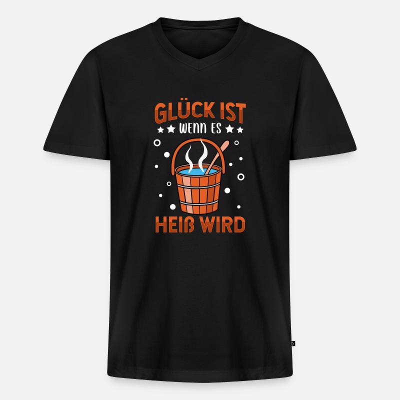 Sauna - Männer Premium Bio T-Shirt mit V-Ausschnitt - Schwarz