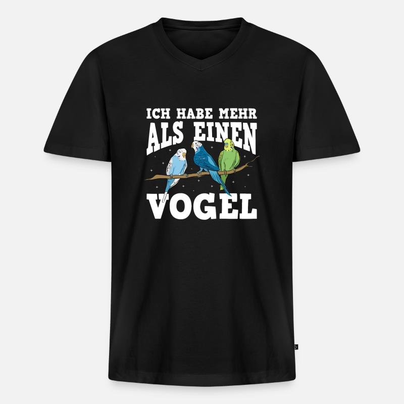 Wellensittich Vogel - Männer Premium Bio T-Shirt mit V-Ausschnitt - Schwarz