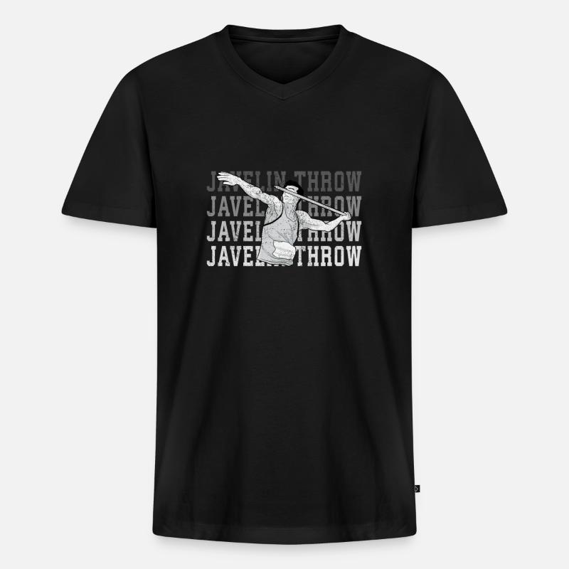 Speerwurfstrecker Leichtathletik Speerwerfer - Männer Premium Bio T-Shirt mit V-Ausschnitt - Schwarz