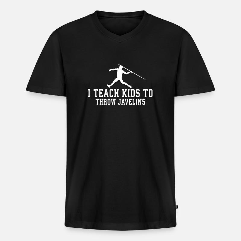 Speerwurfstrecker Leichtathletik Speerwerfer - Männer Premium Bio T-Shirt mit V-Ausschnitt - Schwarz