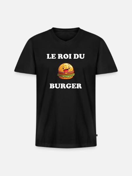 Le roi du burger - T-shirt encolure en V Premium bio Homme - noir