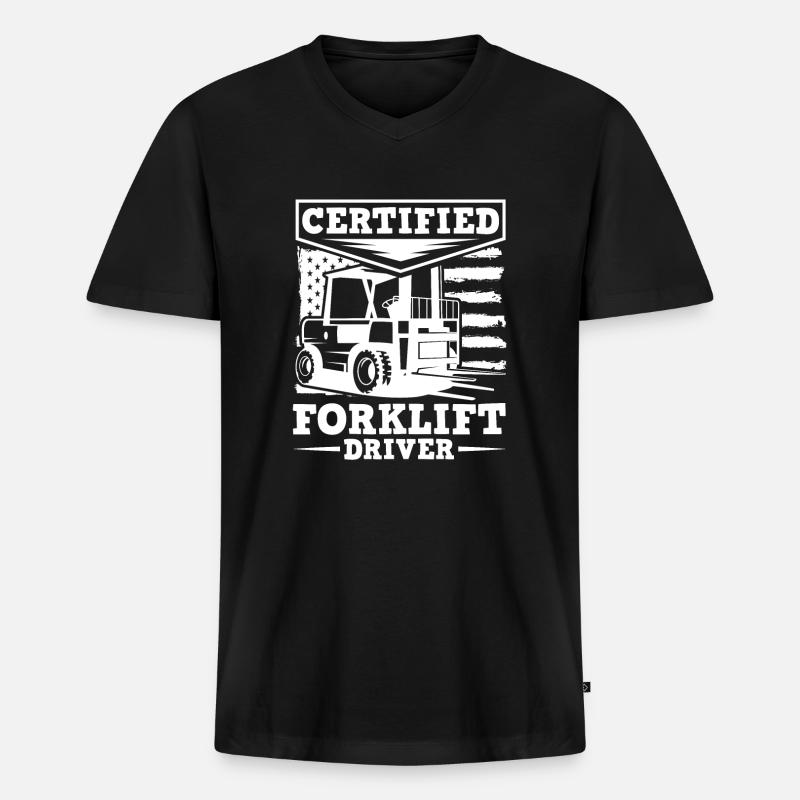 Gabelstapler - Männer Premium Bio T-Shirt mit V-Ausschnitt - Schwarz