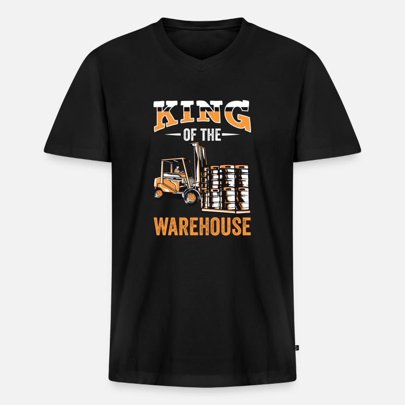Gabelstapler - Männer Premium Bio T-Shirt mit V-Ausschnitt - Schwarz