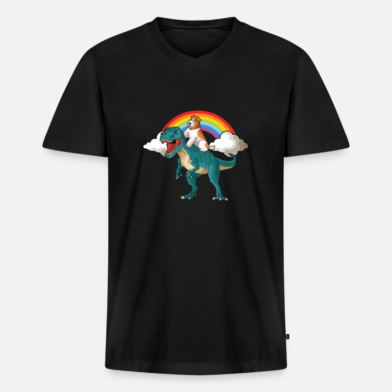 Drahthaar Foxterrier Hund - Männer Premium Bio T-Shirt mit V-Ausschnitt - Schwarz