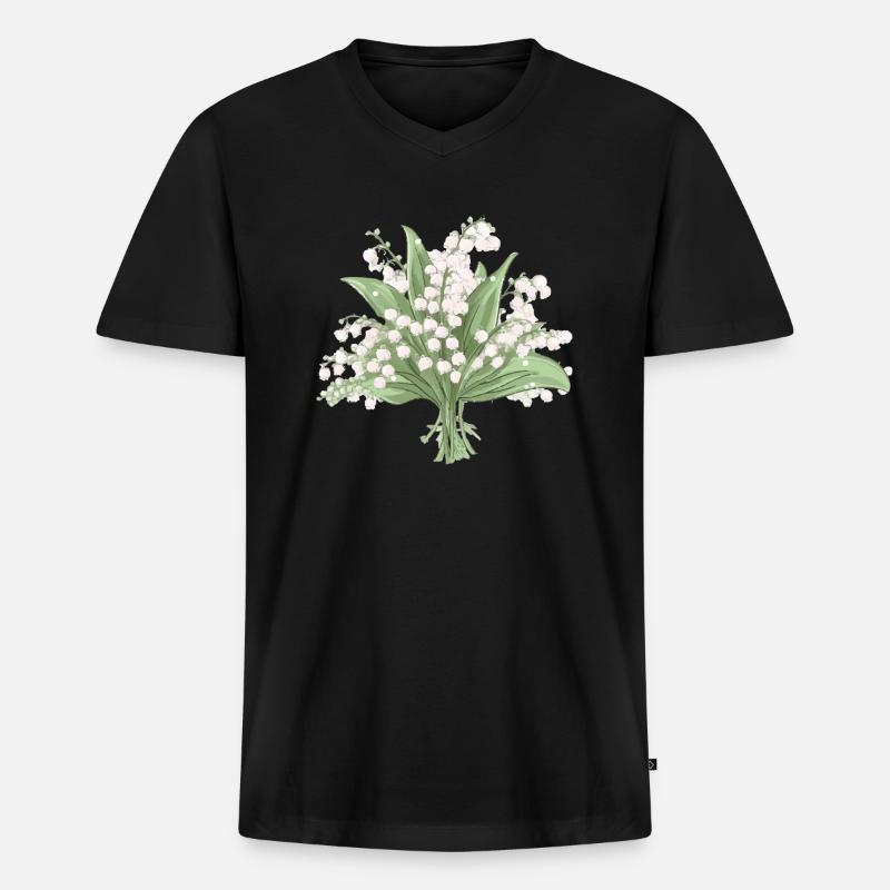 Blumenstrauß vom Maiglöckchen - Männer Premium Bio T-Shirt mit V-Ausschnitt - Schwarz