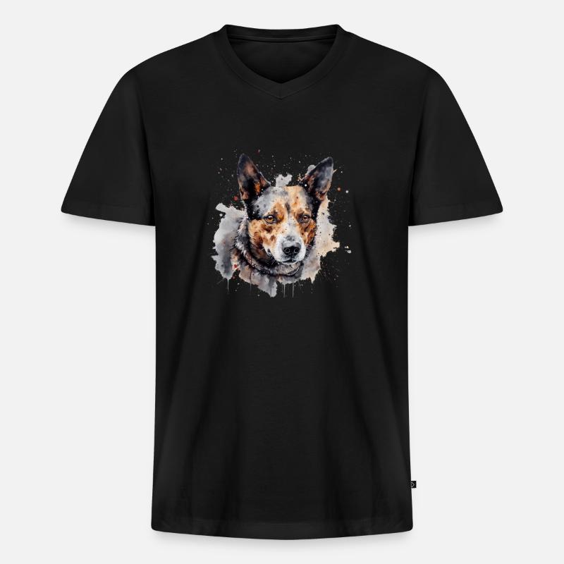 Australian Cattle Dog - Männer Premium Bio T-Shirt mit V-Ausschnitt - Schwarz