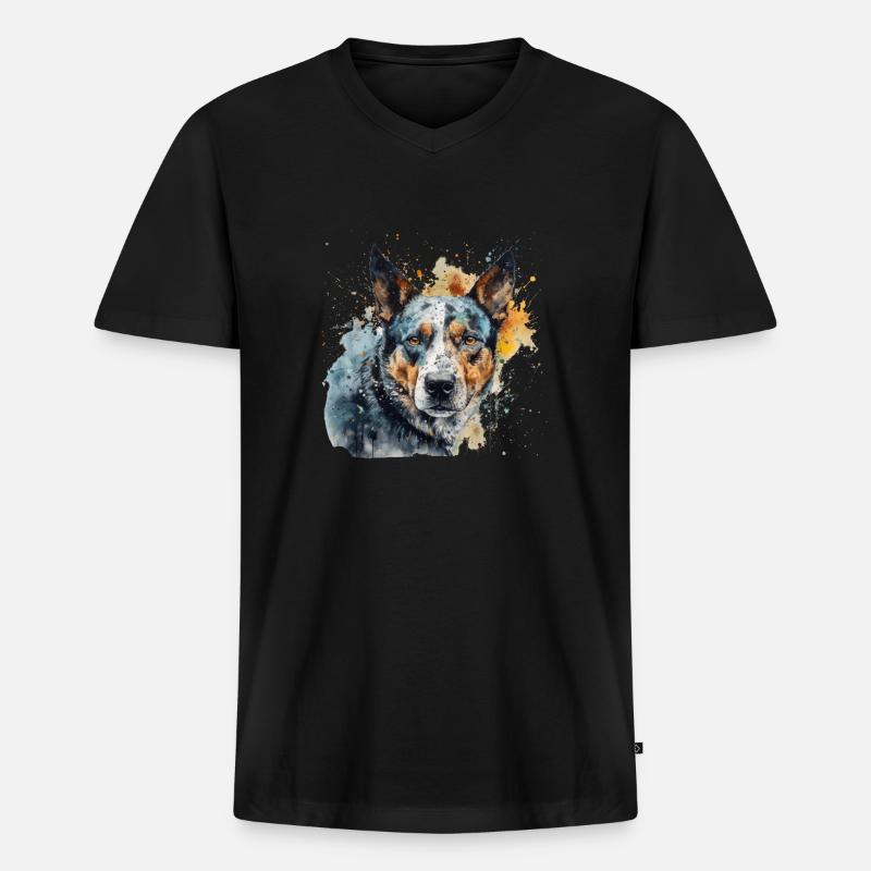 Australian Cattle Dog - Männer Premium Bio T-Shirt mit V-Ausschnitt - Schwarz