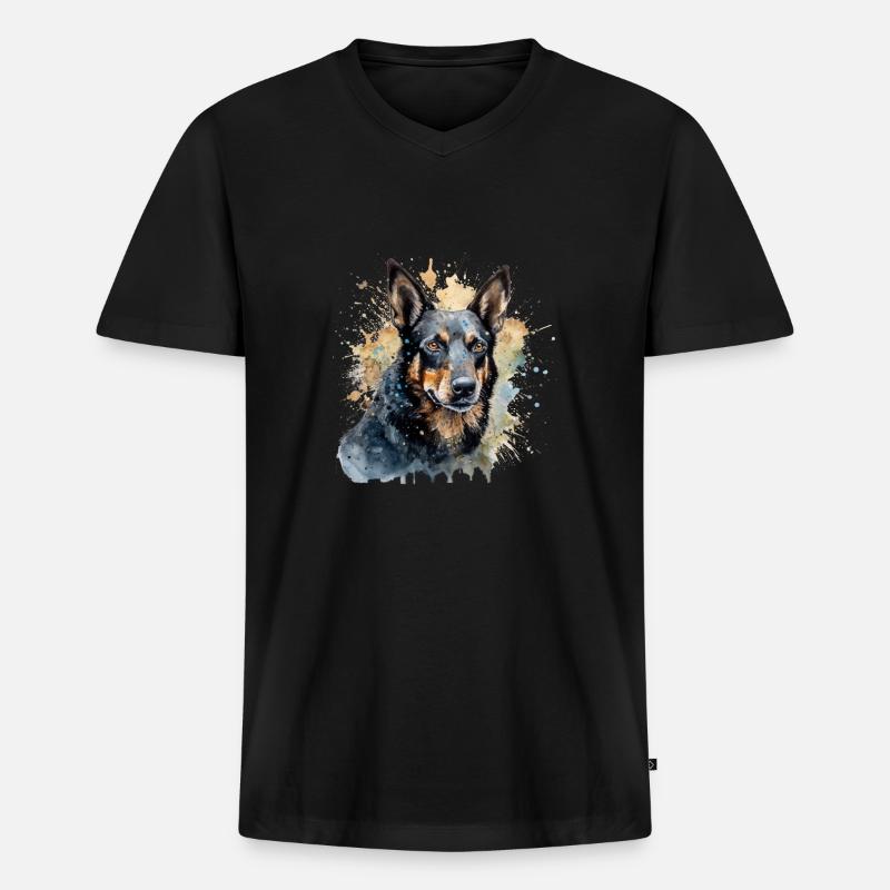 Australian Kelpie - Männer Premium Bio T-Shirt mit V-Ausschnitt - Schwarz