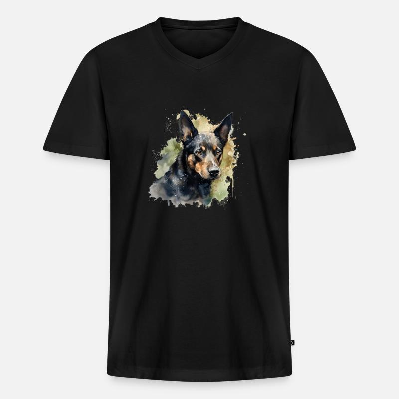 Australian Kelpie - Männer Premium Bio T-Shirt mit V-Ausschnitt - Schwarz