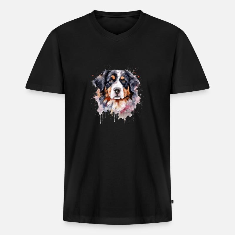 Bernese Mountain Dog - Männer Premium Bio T-Shirt mit V-Ausschnitt - Schwarz