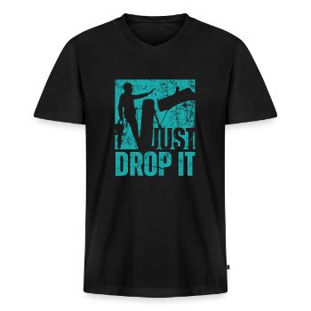 Bûcheron tronçonneuse arboriste - T-shirt encolure en V Premium bio Homme - noir - Devant - Nico (187cm)