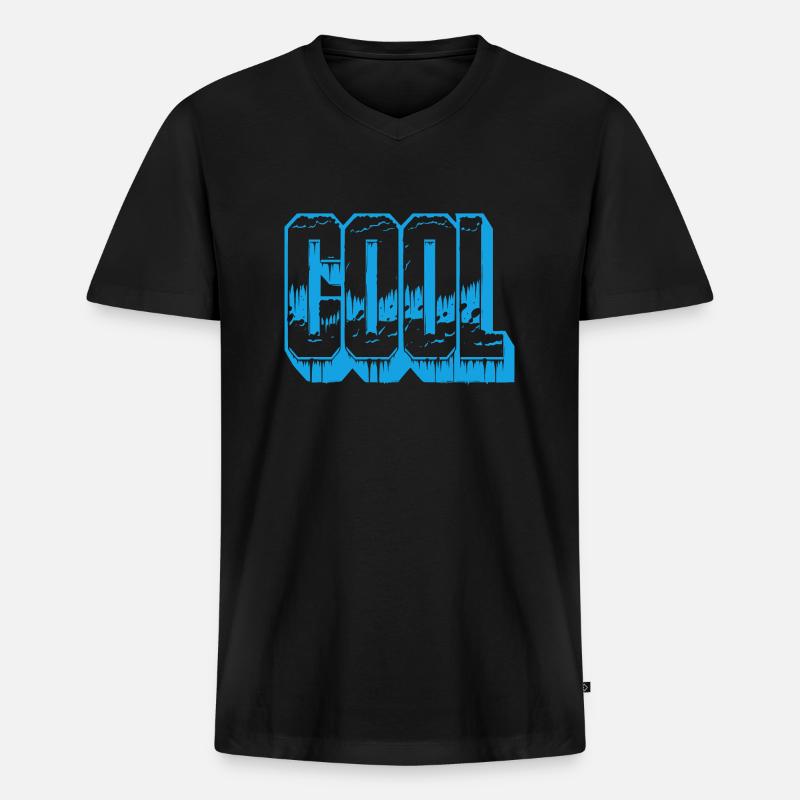 Das WORT "COOL" - Männer Premium Bio T-Shirt mit V-Ausschnitt - Schwarz