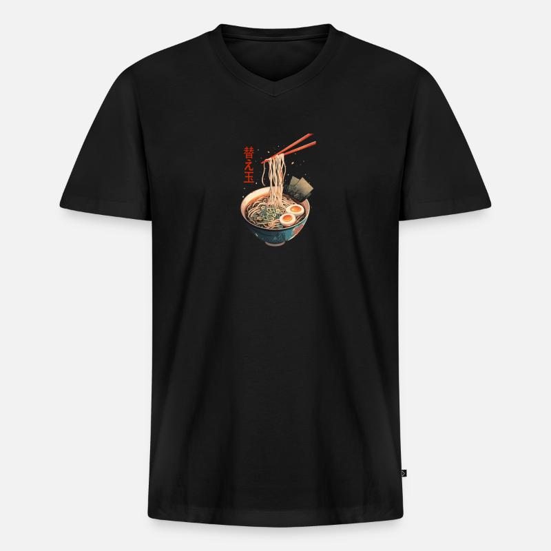 Authentische Ramen-Schalen-Kunst Authentic Ramen - Männer Premium Bio T-Shirt mit V-Ausschnitt - Schwarz