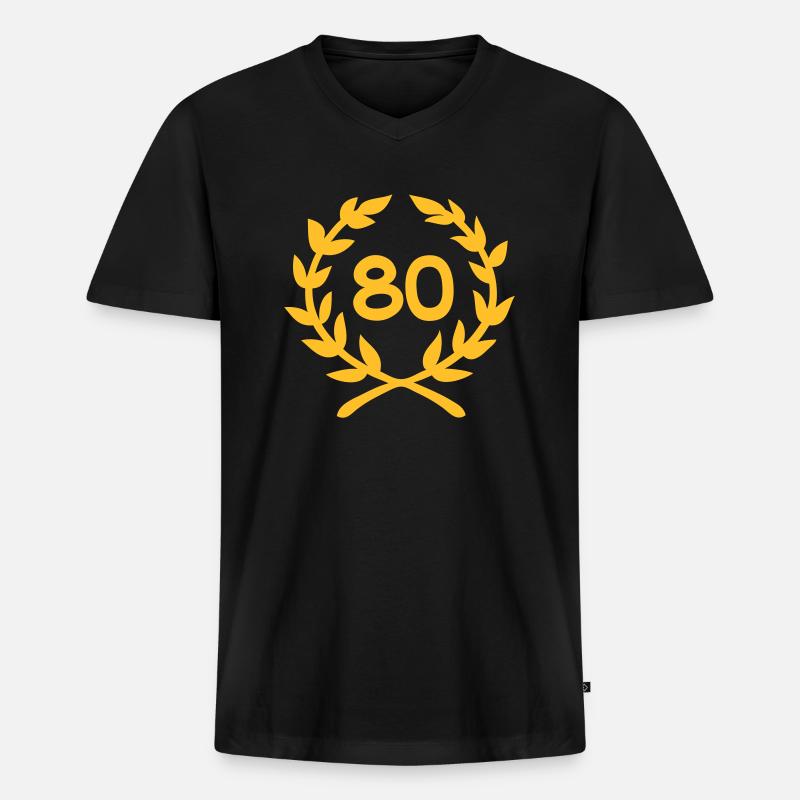 80 - Männer Premium Bio T-Shirt mit V-Ausschnitt - Schwarz