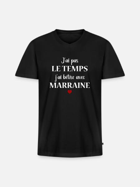 bêtise avec marraine - T-shirt encolure en V Premium bio Homme - noir