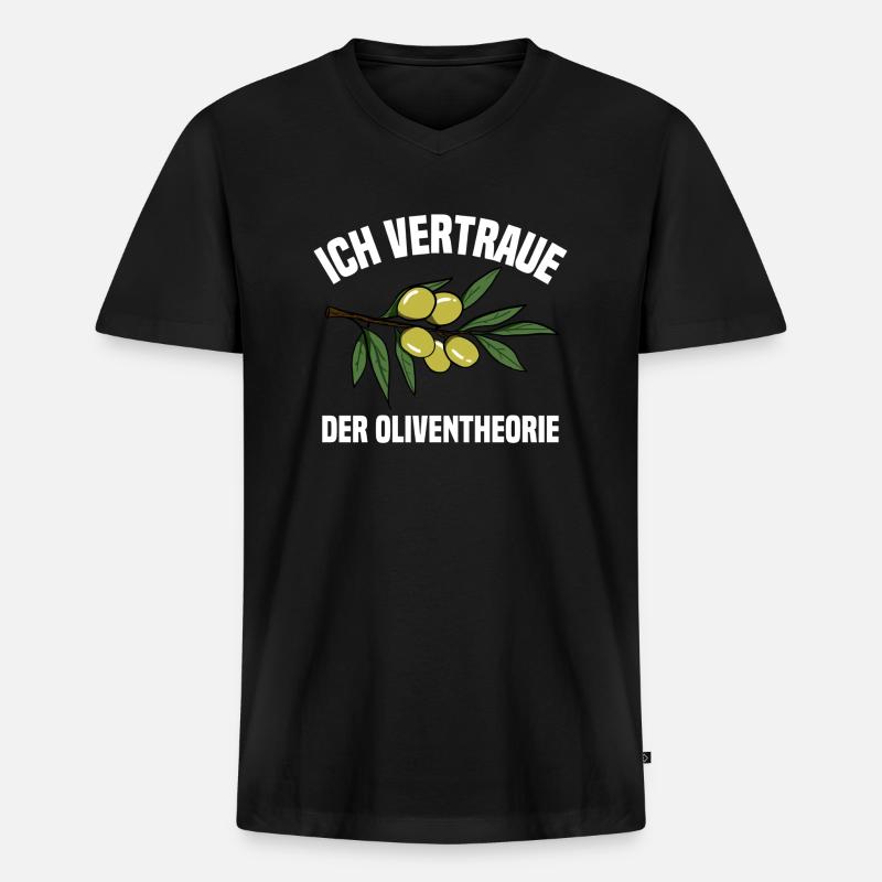 Die Oliventheorie - Männer Premium Bio T-Shirt mit V-Ausschnitt - Schwarz