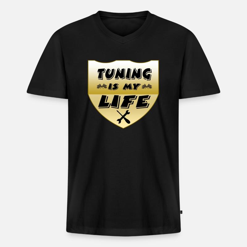 Tuning - Männer Premium Bio T-Shirt mit V-Ausschnitt - Schwarz