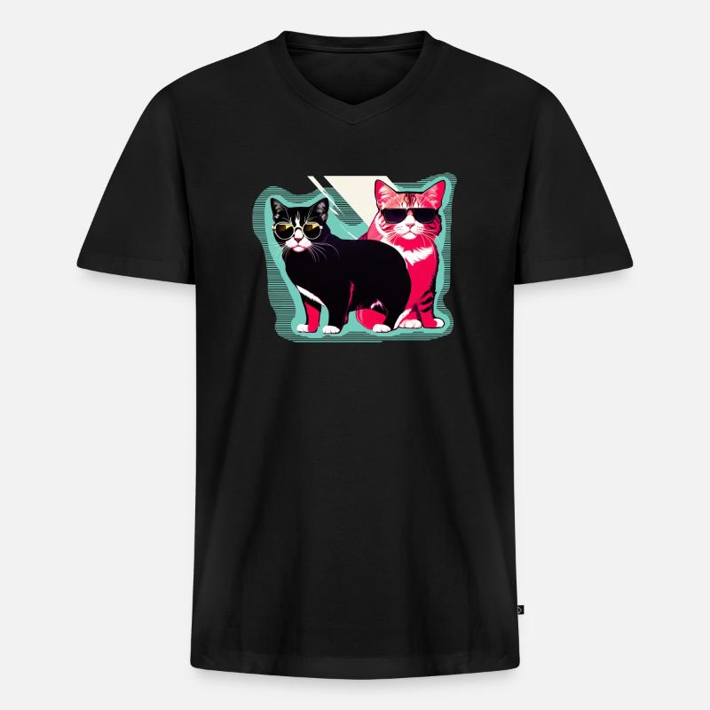 cool cats - Männer Premium Bio T-Shirt mit V-Ausschnitt - Schwarz