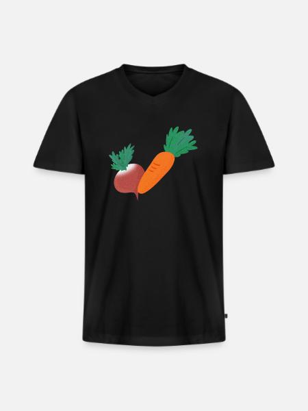 Radieschen & Karotte - Männer Premium Bio T-Shirt mit V-Ausschnitt - Schwarz