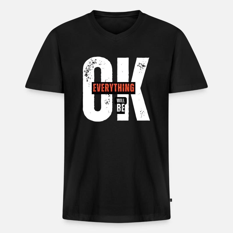 EVERYTHING OK - Männer Premium Bio T-Shirt mit V-Ausschnitt - Schwarz