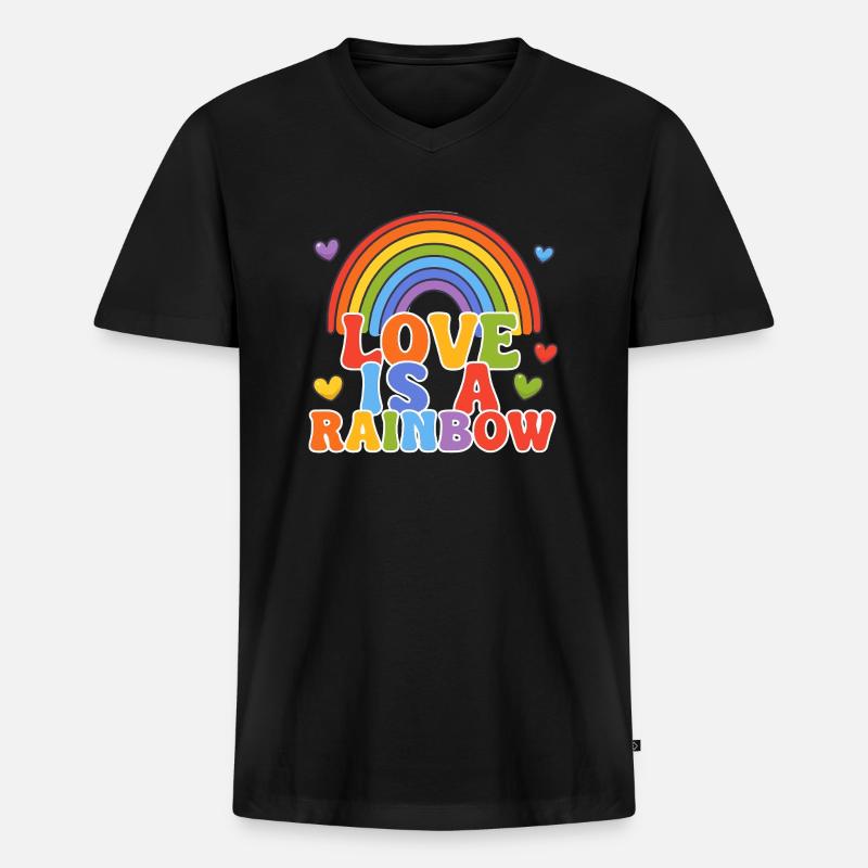 Liebe ist ein Regenbogen - Männer Premium Bio T-Shirt mit V-Ausschnitt - Schwarz
